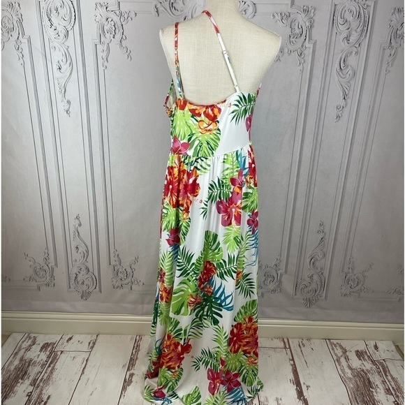 Hawaiin Delight Casual Classy Tropical Floral Print One Shoulder Maxi Dress - Picture 9 of 9